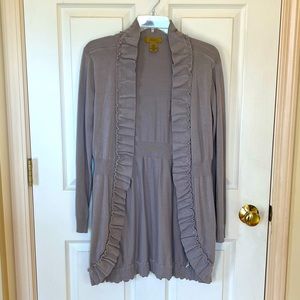 Womens gray sweater cardigan with ruffles